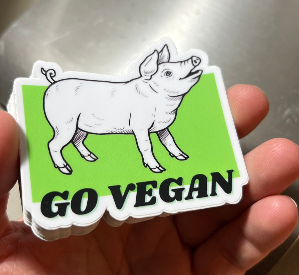Vegan For The Animals Pig Sticker from Compassion Co.