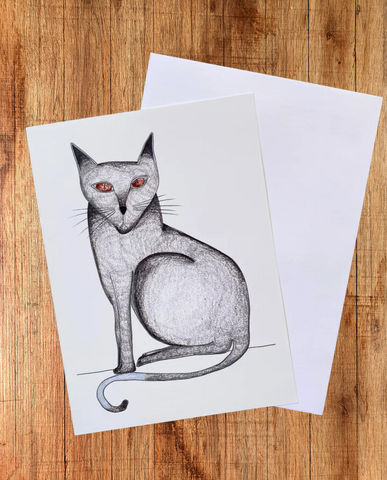Sylvia Cat Greeting Card from natchie