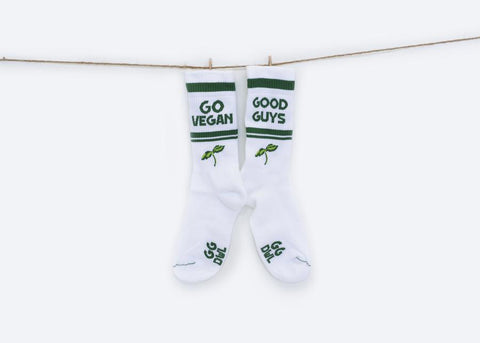 Go Vegan Socks in White/Green from Good Guys