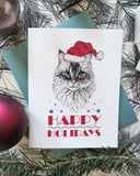 Happy Holidays Cat Greeting Card by Lauren and Lorenz